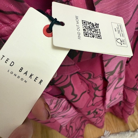 NWT Ted Baker Size 2 Pink Midi Pinafore Dress with Tie Waist - Picture 9 of 9